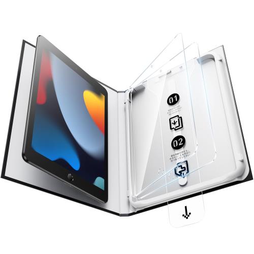2枚セットSmartDevil iPad 9世代/8世代/7世代(10.2インチ)用 強化ガラスフィルム ガイドボックス付き 自動除塵 超簡単貼り付け 落下保護 気泡ゼロ 滑らかな手触り 指紋防止 アイパッド 9/8/7世代用 強化ガラス