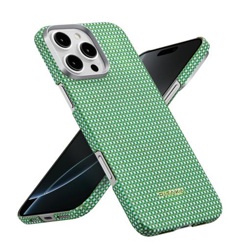 「PITAKA」iPhone 16 Pro Max用 極薄ケース MagSafe対応 上下カバーした アラミド繊維製 ワイヤレス充電対応 耐衝撃 薄型 おしゃれ Ultra-Slim Case (Forest Green 森）