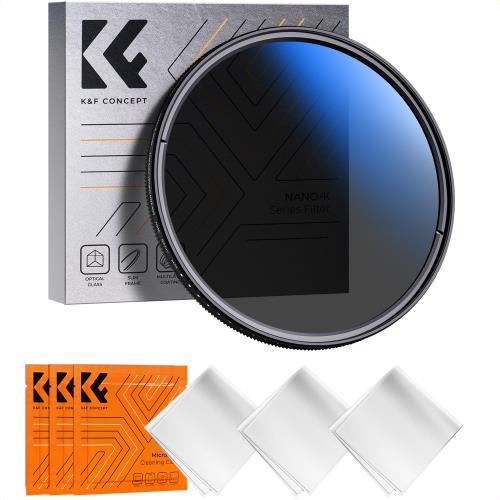 KF Concept 43mm TRUE COLOR ND2-ND400 可変NDフィルター 黄色被り解消可能 減光量調整 9段階調節可能 光学ガラス 18層コーティング 薄枠 クリーニングクロス付き 動画撮影に最適（Nano-Klear）