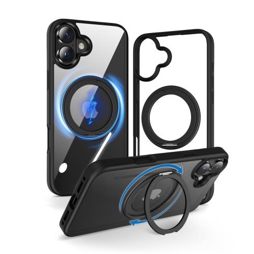 360度回転スタンド・縦横両対応KATSUTOYO いphone 16plus 用 ケース 黄ばみにくい iphone 16 plus 用 ケース 強磁力リング マグネット搭載 360°回転スタンド 縦横両・