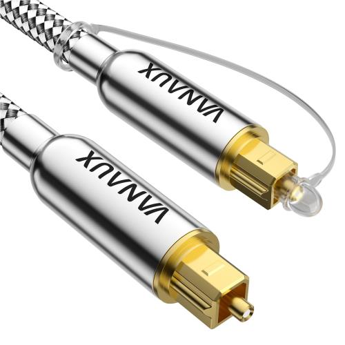 VANAUX 光デジタルケーブル Toslink 光デジタル オーディオケーブル S/PDIF OPTICAL 金属コネクタ ホームシアター、サウンドバー、テレビ、DVD/CDプレーヤー、ゲームコンソールなどに対応-銀色(2m)