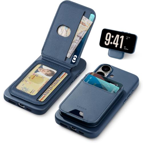 TUCCH iPhone16 対応 ケース PUレザー 折畳式カードケース付き あいふぉん16ケース 背面カード収納 軽量 薄型 取り外し可能 磁気吸着 ワイヤレス充電対応 [RFIDブロッキング] 横置きスタンド機能 PU合皮 アイフォン16スマホケース (2024年発売 あいふぉん16 6.1インチ 対応)