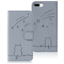 Rosbtib iphone 7 plus ケース 手帳型 流れ星子猫...(2)