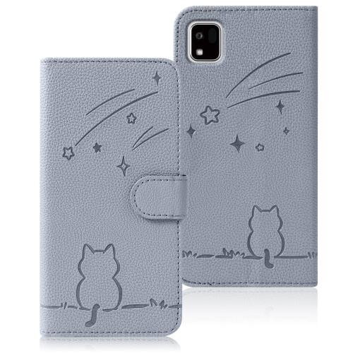 Rosbtib 京セラ かんたんスマホ3 A205KC ケース 手帳型 かんたんスマホ3 ケース 手帳型 流れ星子猫 a205kc ケース 可愛い 猫柄 簡単スマホ3 ケース 耐衝撃 Y!mobile対応 かかんたん スマホ 3 スマホケース オシャレ 軽量 耐久性 スタンド機能 カード収納 PUレザー マグネット