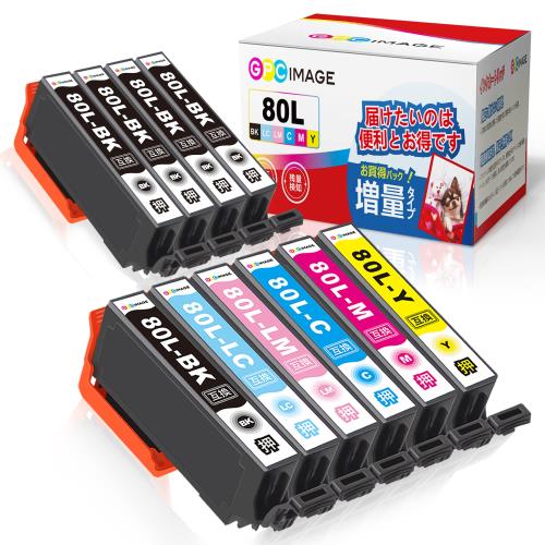 GPC Image IC6CL80L 互換インクカートリッジ 80 6色パック+ ICBK80L 黒4本 (計10本) 増量タイプ エプソン(Epson)用 I...