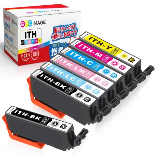 GPC Image 祦 ߴ󥯥ȥå ITH-6CL 6ѥå+ ITH-BK (7) ̥ ץ(Epson) ITH ...