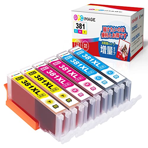 GPC Image BCI-381XL (シアン/マゼンタ/イエロー)3色×2セット(計6本) 互換インク キャノン ( canon ) 対応 インク 381 ...