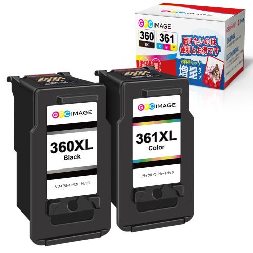 GPC Image BC-360XL BC-361XL 互換インクカートリッジ 2個セット キャノン(Canon) 用 インク 360 361 純正大容量より3...