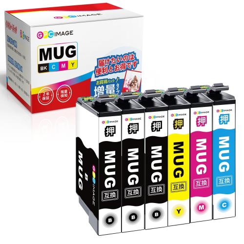GPC Image MUG-4CL エプソン 用 インク マグカップ 4色パック+ MUG-BK ブラック 2本 (計6本) 増量タイプ エプソン 対応 マグカ...