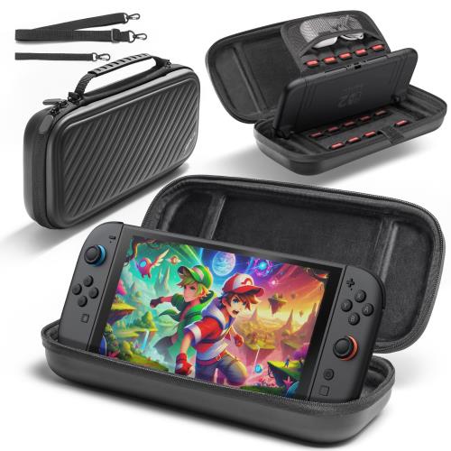 JSAUX Switch2対応 収納バッグ 保護ケース スイッチ2 ハードケース Switch 2対応 任天堂スイッチ2対応 保護カバー 大容量 カート収納 スタント機能 ゲームカード15枚収納可能 防水 防塵 防汚 耐衝撃 持ち運び便利