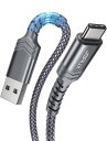 JSAUX USB Cケーブル1M+2M 2本セット急速充電 ナイロン編組 Samsung Galaxy S10 S9 S8 S20 Plus A3 A5 2017 Note 10 9 8、Google Pixel、Sony Xperia XZ、P9P10アンドロイド多機種対応-グレー
