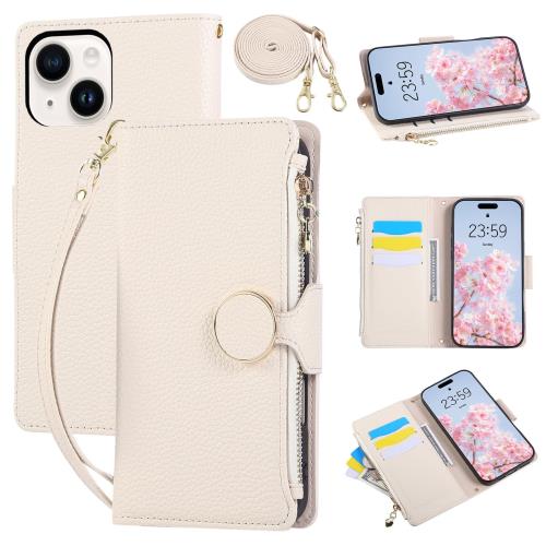 Rosbtib iPhone 14 ケース 手帳型 iPhone 13 ケース ショルダー 財布型カバー いphone14 ケースカバー おしゃれ ファスナー型 小銭入れ カード収納 iPhone14 カバー 手首/肩掛けストラップ付 マグネット式 あいふぉん14ケース 可愛い シンプル 女性 人気 アイフォン14 スマホ