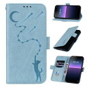 Xperia 10 iv スマホケース エクスペリア10 iv ケース so-52c ケース sog07 ケース xperia 10 iv ケース 手帳型 かわいい 猫柄 スタンド機能 薄型 ソニー Xperia 10 ivカバー 軽量 防水 柔らかいTPU レザー xperia 10iv so52c カバー 適応6.0インチ - アイスブルー