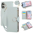 Rosbtib iPhone 16 ケース 手帳型 iPhone16 ケース ショルダー 財布型カバー あいふおん16ケース おしゃれ ファスナー型 小銭入れ カード収納 いphone16 カバー 手首/