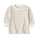 無印良品 ベビー あたまするっと起毛スムースクルーネック長袖Tシャツ ユニセックスベビー CC23SA4A スモーキーピンクボーダー ベビー100