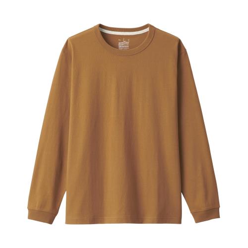 無印良品 Tシャツ 洗いざらし太番手クルーネック長袖Tシャツ メンズ ABC25A3A キャメル 紳士XL