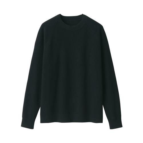 無印良品 紳士 洗える畦編みクルーネックセーター メンズ AA0S6A5S 黒 紳士L