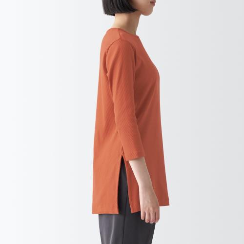 無印良品 チュニック ストレッチリブ編み七分袖チュニック レディース BB2O4A3A レンガ 婦人M