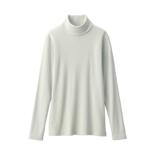 無印良品 婦人 大豆繊維を使ったリブ編みタートルネック長袖Tシャツ レディース BB2Q5A4A ライトグリー..
