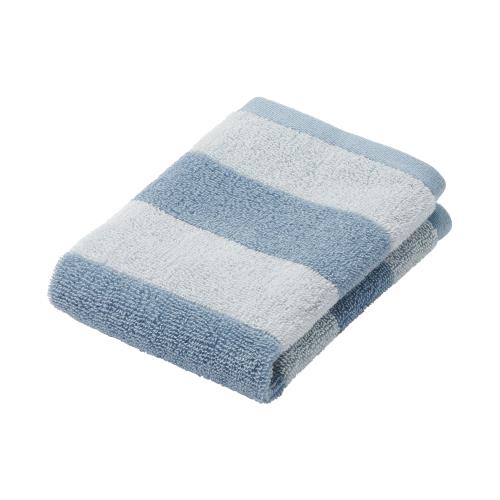無印良品 ふっくらパイルハンドタオルループ付き(柄)・10枚組 34×35cm・ブルーボーダー/やわらか 84834981