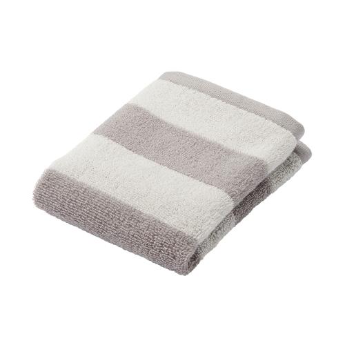 無印良品 ふっくらパイルハンドタオルループ付き(柄)・10枚組 34×35cm・グレーボーダー/やわらか 84834967