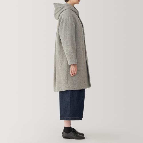 無印良品 婦人 ウール混綾織りフード付きコート レディース BG1R1A4A グレー 婦人XL