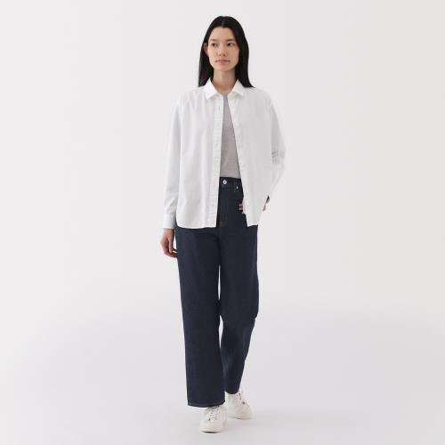 無印良品 婦人 木の実から作ったカポック混 デニムストレートパンツ 股下73.5 レディース BE1T2A5S ダークネイビー 婦人23 (58.5cm)