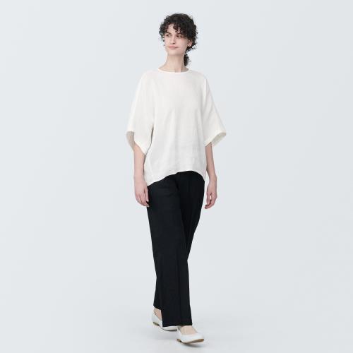 無印良品 婦人 ヘンプ レーヨン 半袖ブラウス レディース BC2IUA4S オフ白 婦人XXL
