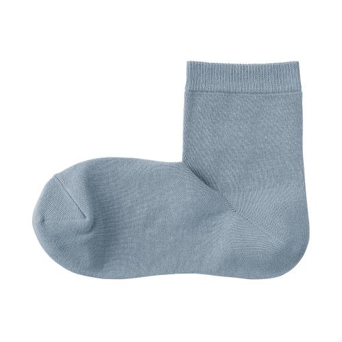 無印良品 婦人 足なり直角 履き口やわらか ショート丈靴下 (口ゴムなし・三層) レディース DAI25A5S サックスブルー 21～23cm