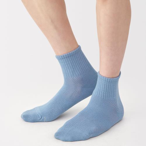 無印良品 紳士 足なり直角 さらっと綿 ショート丈靴下 メンズ DAD34A5S スモーキーブルー 27～29cm