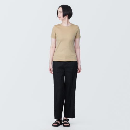 無印良品 婦人 汗じみしにくいクルーネック半袖Tシャツ レディース BB2P7A4S ベージュ 婦人M