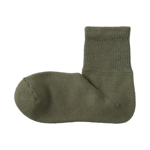 無印良品 紳士 足なり直角 パイル編み 履き口のびのび ショート丈靴下 メンズ DAD47A5S カーキグリーン 27~29cm