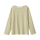 無印良品 婦人 太番手ボートネック長袖Tシャツ レディース BB2R3A4A ライトグリーンボーダー 婦人XS