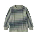 無印良品 キッズ 起毛スムース編みクルーネック長袖Tシャツ ユニセックス子供 CB1KGA4A カーキグリーンボーダー キッズ120