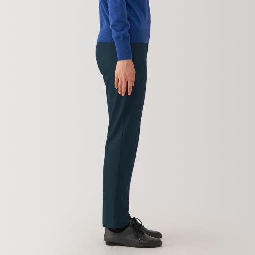 無印良品 婦人 ストレッチチノ スリムテーパードパンツ 股下長め レディース BE1T4A4A ダークネイビー 婦人L