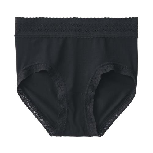 無印良品 婦人 なめらかレース付きハイライズショーツ レディース FCE34A5S 黒 婦人S