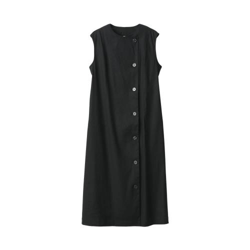 無印良品 婦人 ヘンプ混ストレッチ ジレワンピース レディース BC2IHA4S 黒 婦人M