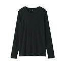 無印良品 婦人 大豆繊維を使ったリブ編みクルーネック長袖Tシャツ レディース BB2QMA4A 黒 婦人XS