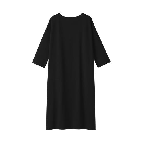 無印良品 婦人 二重編み七分袖ワンピース レディース BB2RZA5S 黒 婦人S