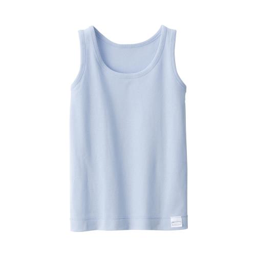 無印良品 さらっと綿 タンクトップ (キッズ) FFB06A3S ライトブルー キッズ130 2枚セット