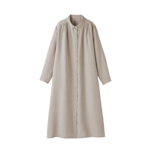 無印良品 婦人 リネン 洗いざらし長袖シャツワンピース レディース BC2LDA5S 生成 婦人L