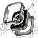 フルカバー保護Kawoco アップルウォッチ 防水 カバー Apple Watch Series 9 8 7 対応 45mm ケース 2 in 1 前後の保護 二重構造 耐衝撃 iWatch 一体型 ケース 45mm チタン色(2)