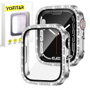 YOFITAR for apple Watch ケース キラキラ ラインストーン アップルウォッチ用保護カバー ガラスフィルム 一体型40mm/44mm ser...