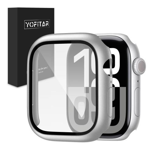 YOFITAR for Apple Watch 10 ケース 46mm アップルウォッチ 10保護カバー 液晶フィルム 一体型 Apple Watch シリーズ 10 対応 PC素材 耐衝撃 全面保護 超薄型 装着簡単 高透過率 指紋防止 傷防止 アップルウォッチ 10 アクセサリー apple watch 10 case（シルバー，46mm)