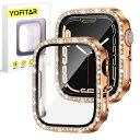 YOFITAR for apple Watch ケース キラキラ ラインストーン アップルウォッチ用保護カバー ガラスフィルム 一体型40mm/44mm ser...