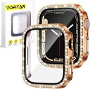 YOFITAR for apple Watch ケース キラキラ ラインストーン アップルウォッチ用保護カバー ガラスフィルム 一体型41mm/45mm ser...