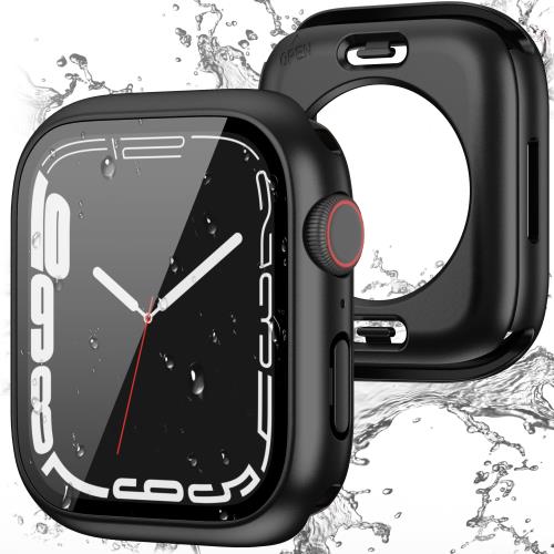 2024フルカバー保護Zumyzu for Apple Watch 防水ケース 2 in 1 前後の保護 アップウォッチ カバー Apple Watch Series SE 6 5 4 対応 44mm PC+ガラス素材 装着簡単 脱落しやすい 耐衝撃 iWatch 44mm ブラック