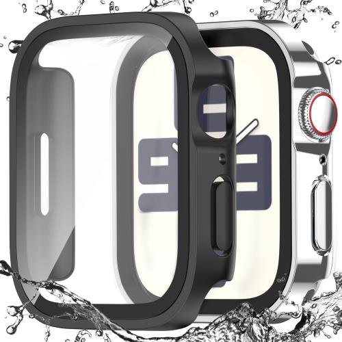 2個入り Singiuzoo アップルウォッチ 防水 カバー 40mm 対応 Apple Watch series 6 5 4 SE 3D直角エッ iWatch ケース 全面保護フィルム 高タッチ感度 超薄型 装着簡単 耐衝撃 (ブラック と シルバー, 40 mm)