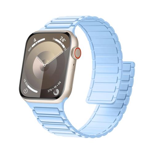 YOFITAR for Apple Watch バンド マグネット シリコン 49mm/46mm/45mm/44mm/42mm/41mm/40mm アップルウォッチ ベルト Series Ultra2/Ultra/10/9/8/7/6/SE/SE2/5/4 防水 蒸れない 通気性 汗に強い（ライトブルー、49mm/46mm/45mm/44mm)