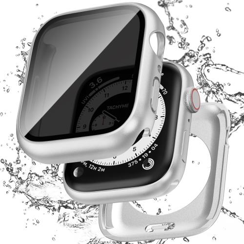 覗き見防止 フルカバー保護Puptoya アップルウォッチ 防水 カバー Apple Watch 10 対応 42mm ケース のぞき見防止 2 in 1 前後の保護 PC+ガラス素材 高透過率 装着簡単 脱落しやすい 耐衝撃 iWatch 42mm シルバー(2.0)